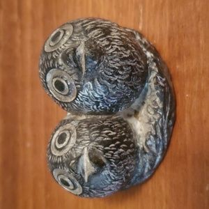 Vintage Wolf Original Sculpture Two Baby Owls